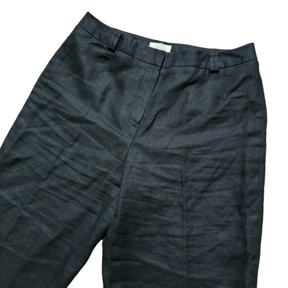 VTG TALBOTS Irish Linen Wide Leg Clam Digger Trouser Pants in Black SZ 10 - Picture 3 of 9